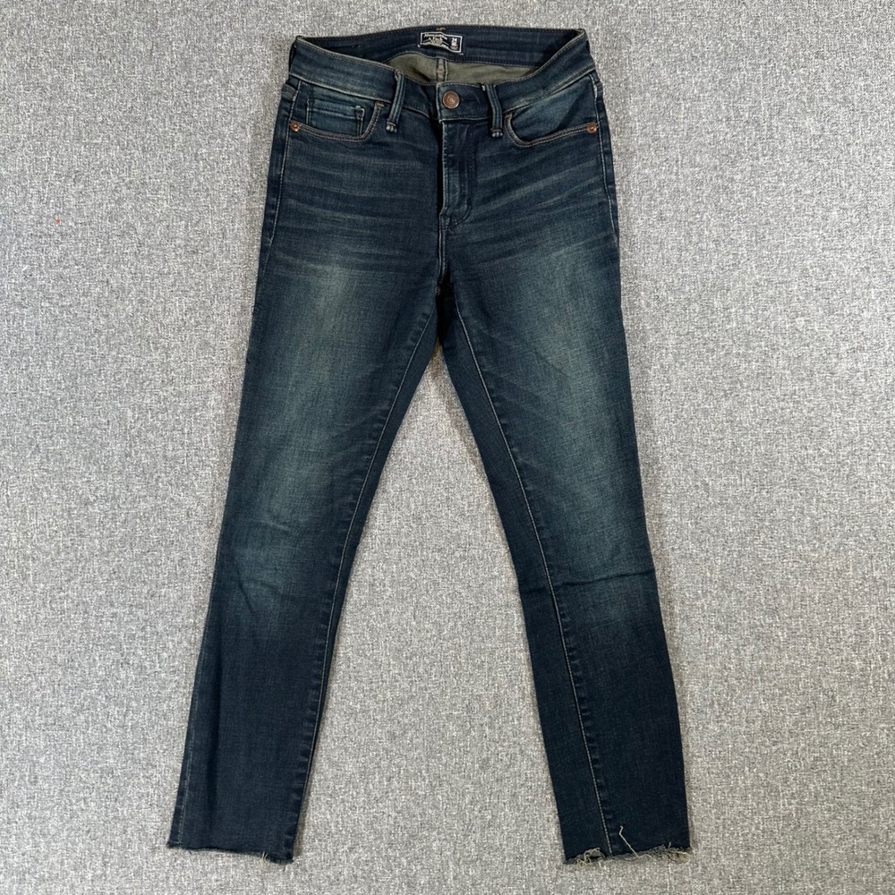 Abercrombie & Fitch Jeans Womens 24/00s Super Skinny Ankle Dark Wash Raw Hem